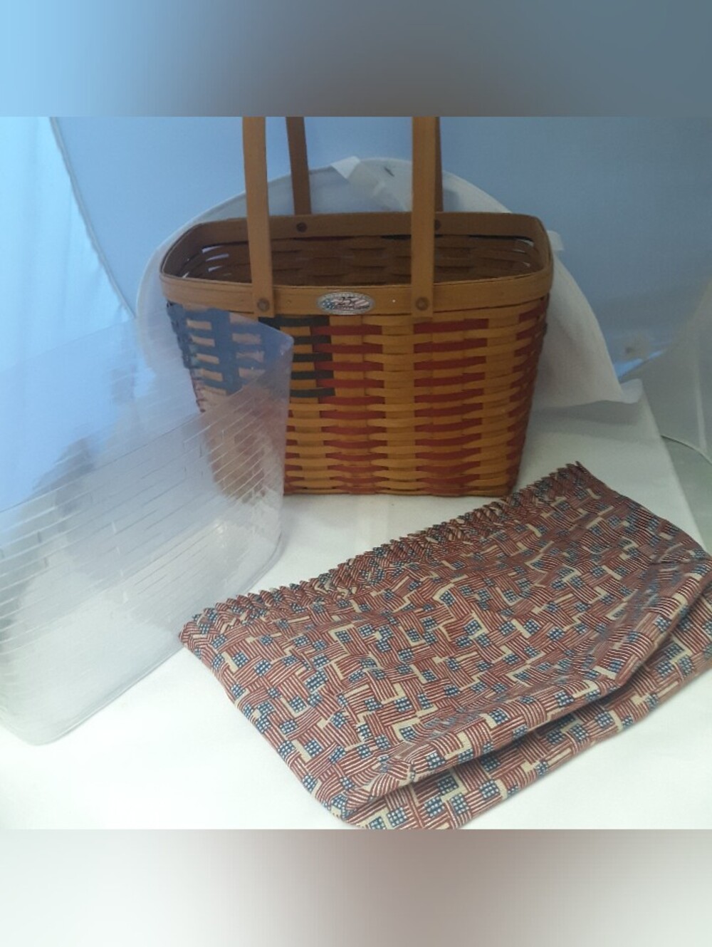 Mint Longaberger Retired 1998 Flag Basket Complete